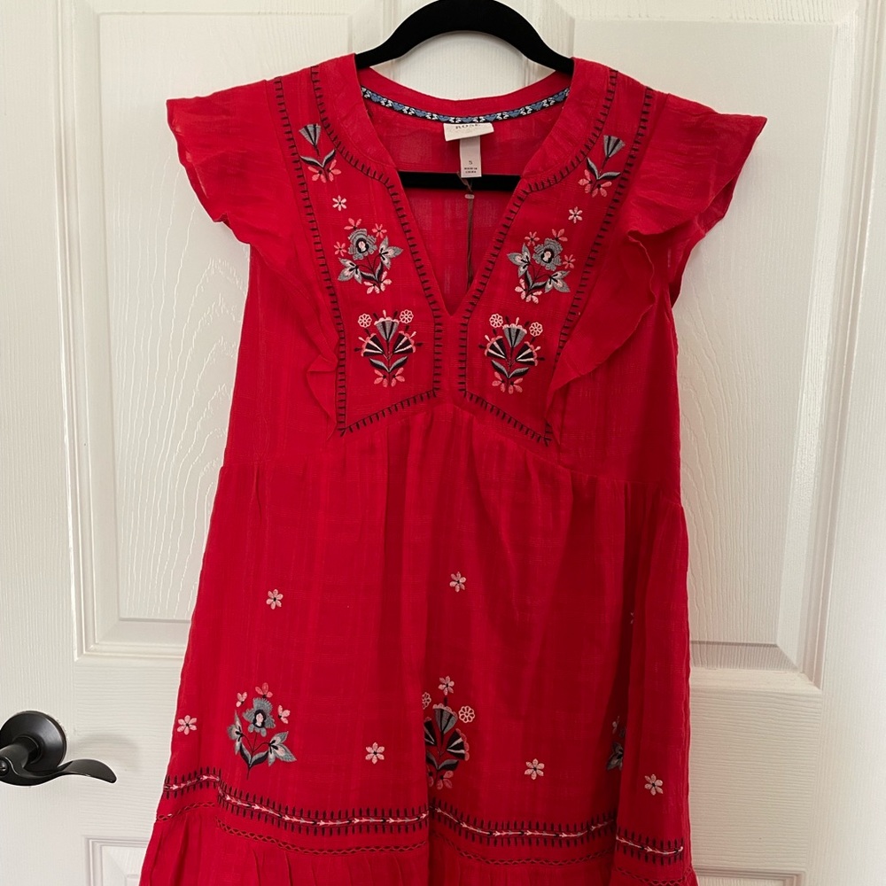red embroidered dress